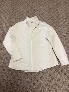Never Not Hustling Women's Cream Full-Zip Fleece Jacket Size Large